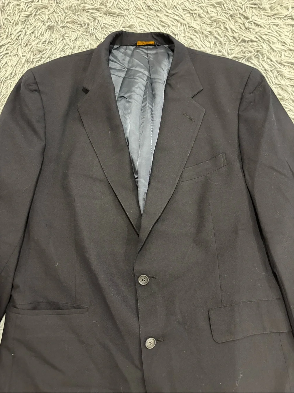 Brooks Brothers Brooksease Men Black Suit 100% Wool 42R Single Breasted 2 Button